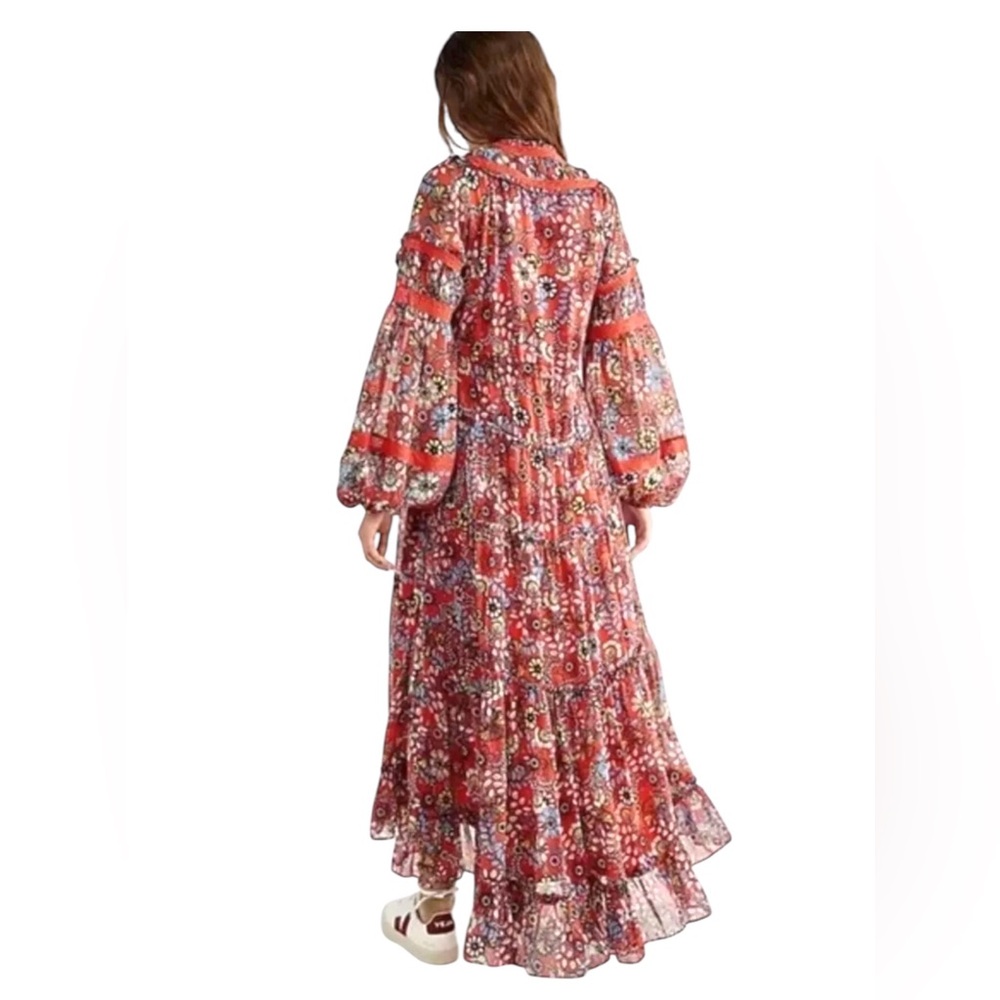 FREE PEOPLE Cassis Printed Chiffon Dress, Tiered, Mix Floral, Size XS. - Picture 2 of 12